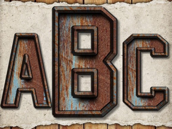 3D Distressed Rusted Metal Alphabet PNG for Creative Projects