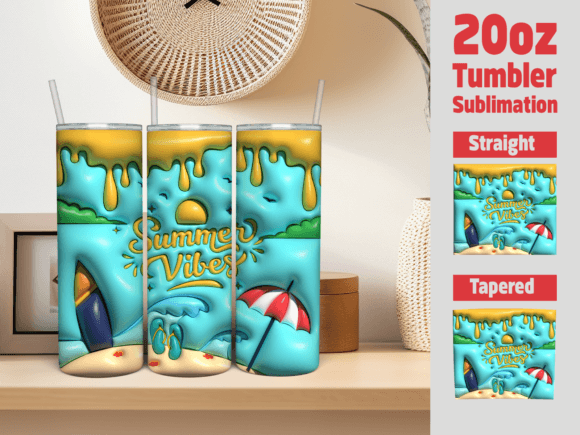 3D Inflated Summer Vibes 20oz Tumbler: A Trendsetting Design for Modern Creators