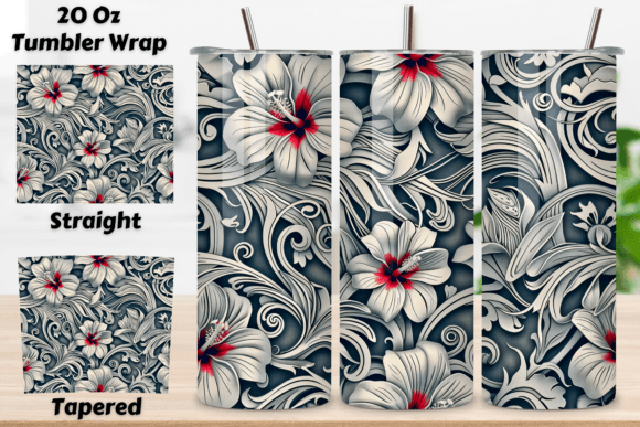 3D Tropical Hibiscus Flowers Tumbler PNG: A Unique Design for Custom Printing
