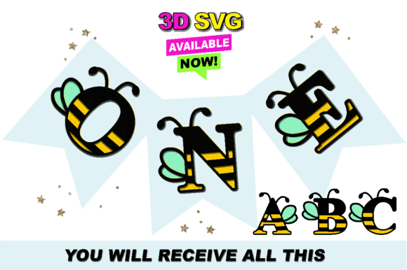 Bee Alphabet 3D SVG: Creative Design Made Easy