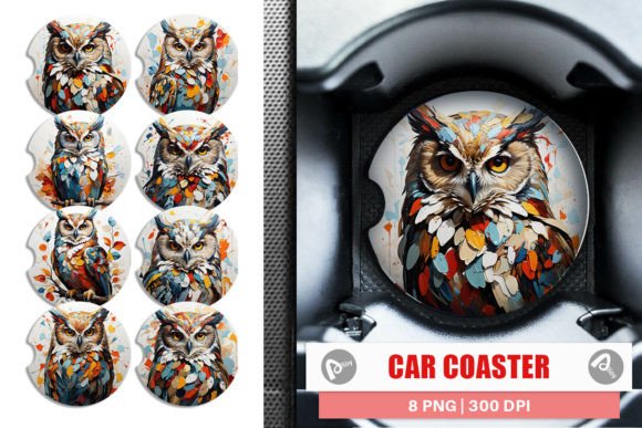Car Coaster 3D Owl Painting: Elevate Your Auto-Style with Sublimation Art