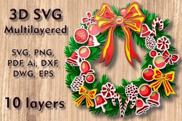 Christmas Wreath 3D SVG Laser Cut Files
