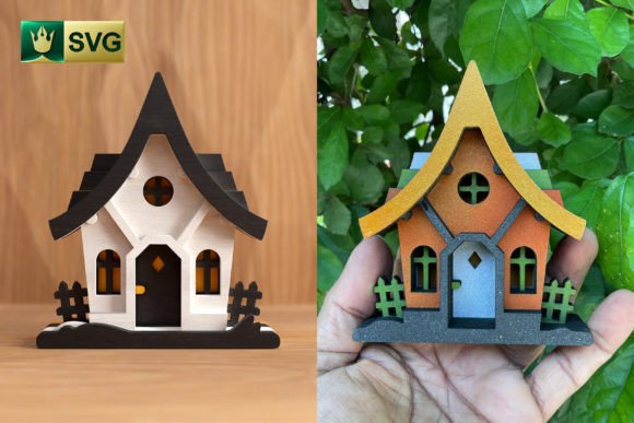 Cute Halloween House V2 3D Layered SVG