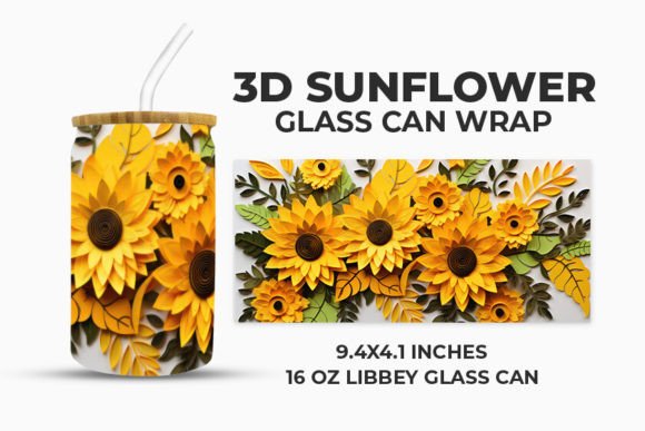 Elevate Your Brand with a Professional 3D Sunflower Glass Can Wrap