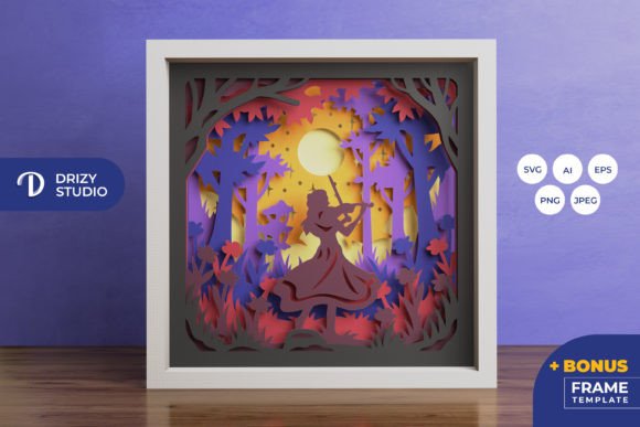 Girl Playing Violin 3D Shadow Box
