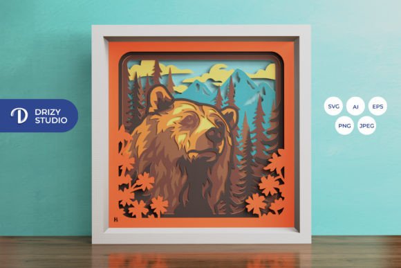 Grizzly Bear 3D Shadow Box: A Creative and Elegant Craft Project