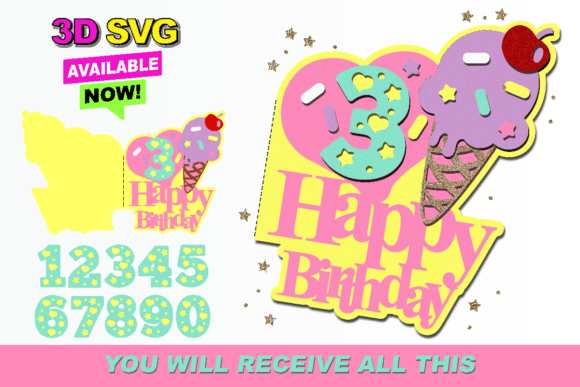 Ice Cream Card 3D SVG for Creative Projects