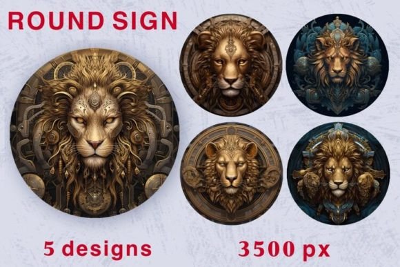 Lion Steampunk Images 3d Round Sign Png: A Unique Design Option