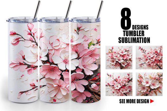 Tumbler 3D Cherry Blossom