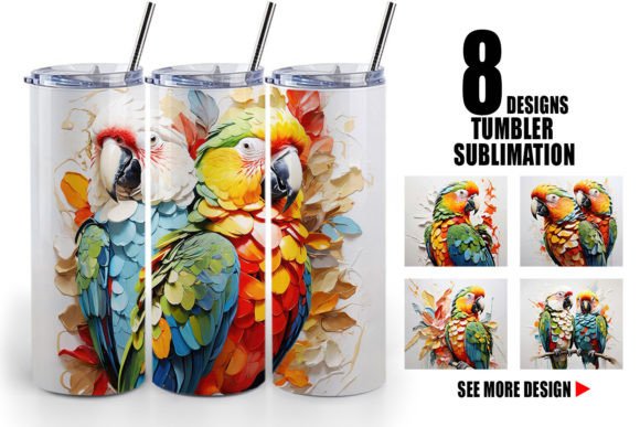 Tumbler 3D Parrot Painting