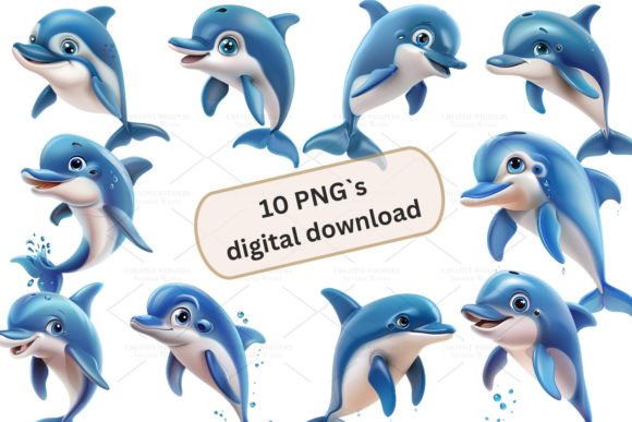 Unlock Creative Potential with Cute Dolphin 3d Clipart, PNG 3S-6